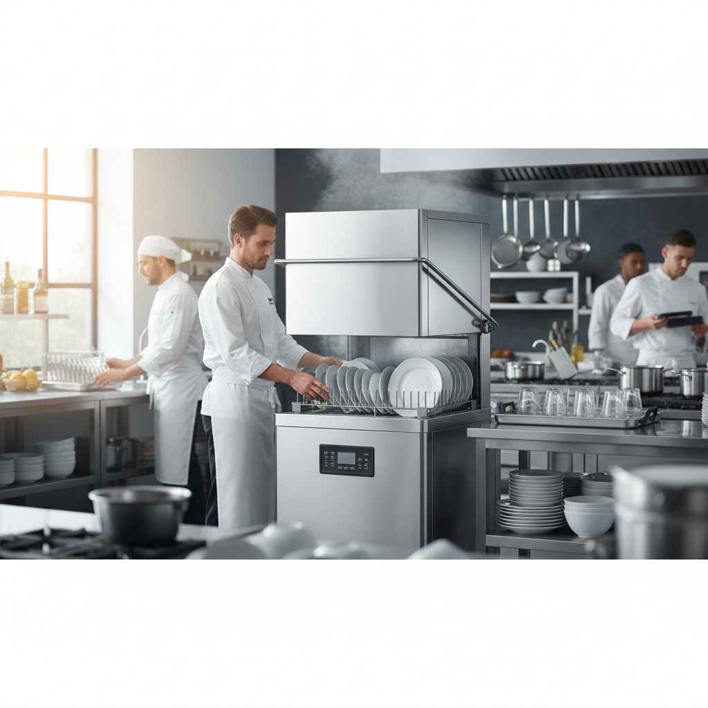 Realistische foto passend bij Professioneel vaatwasmachine: het hart van uw commerciële keuken voor