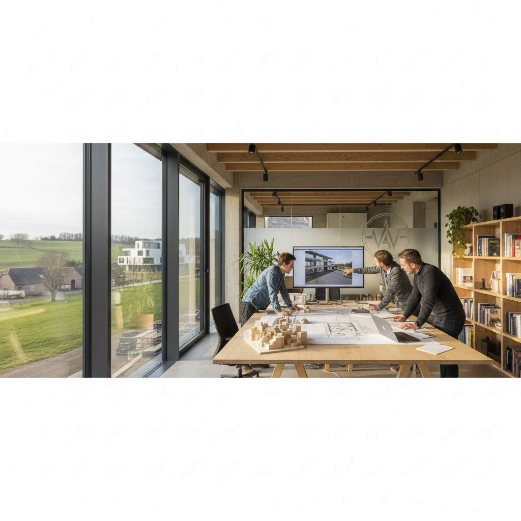 Realistische foto passend bij Architectenbureau West-Vlaanderen: Expertise en Visie voor Uw Bouwproj